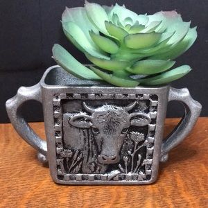 Antique Vase Sugar Dish Cow pewter